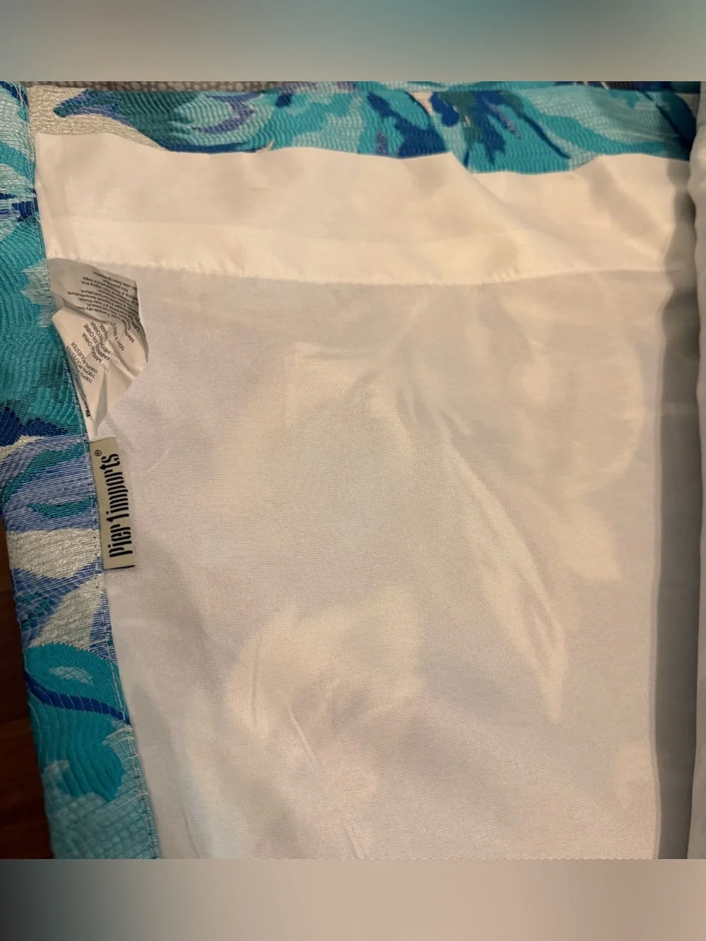 Pier 1 Imports Curtain Panel Hidden Tab Top Blue Floral Brocade 50x84” Lined